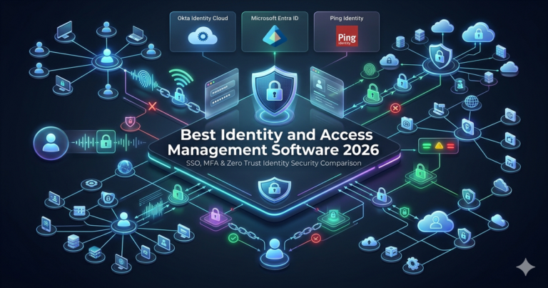 Best identity and access management software 2026 IAM cybersecurity dashboard with SSO MFA and Zero Trust access controls