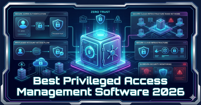 Best Privileged Access Management Software 2026 cybersecurity vault and privileged account security illustration